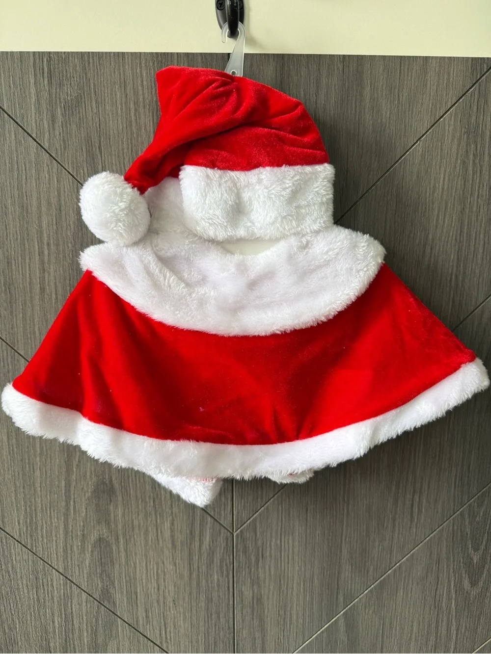 Little Miss Red & White Plush 'My 1st Christmas' Cape and Hat Set